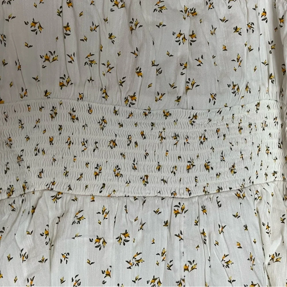 Nordstrom BP Ivory Dress with Puff Sleeves and Detailed Floral Bursts Juniors L - Picture 6 of 16